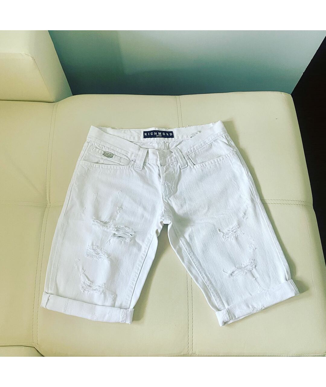 JOHN RICHMOND Белые хлопковые шорты, фото 8