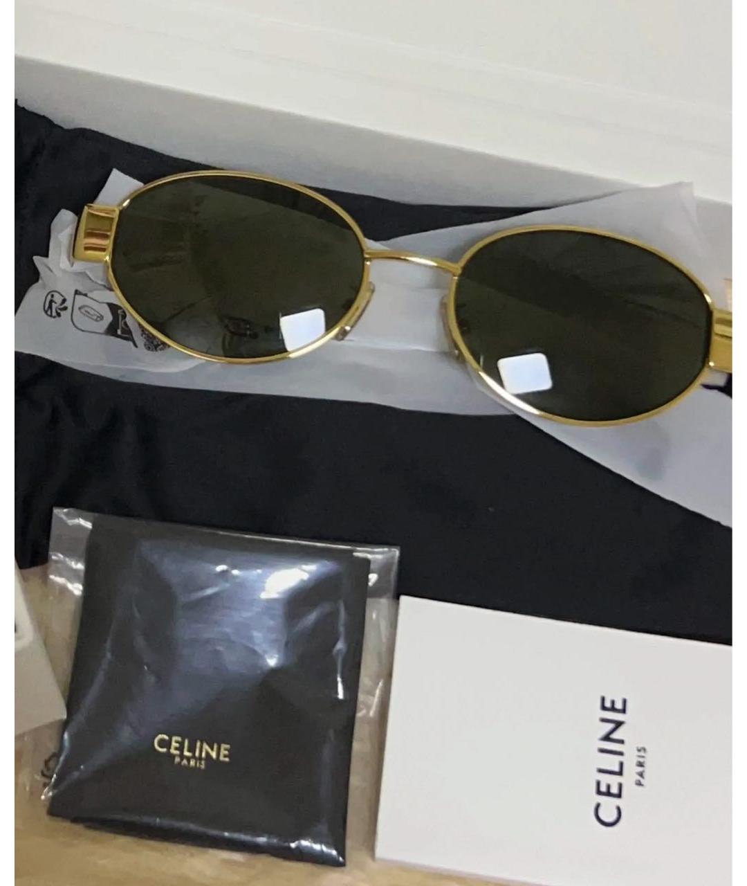 CELINE Золотые металлические солнцезащитные очки, фото 6