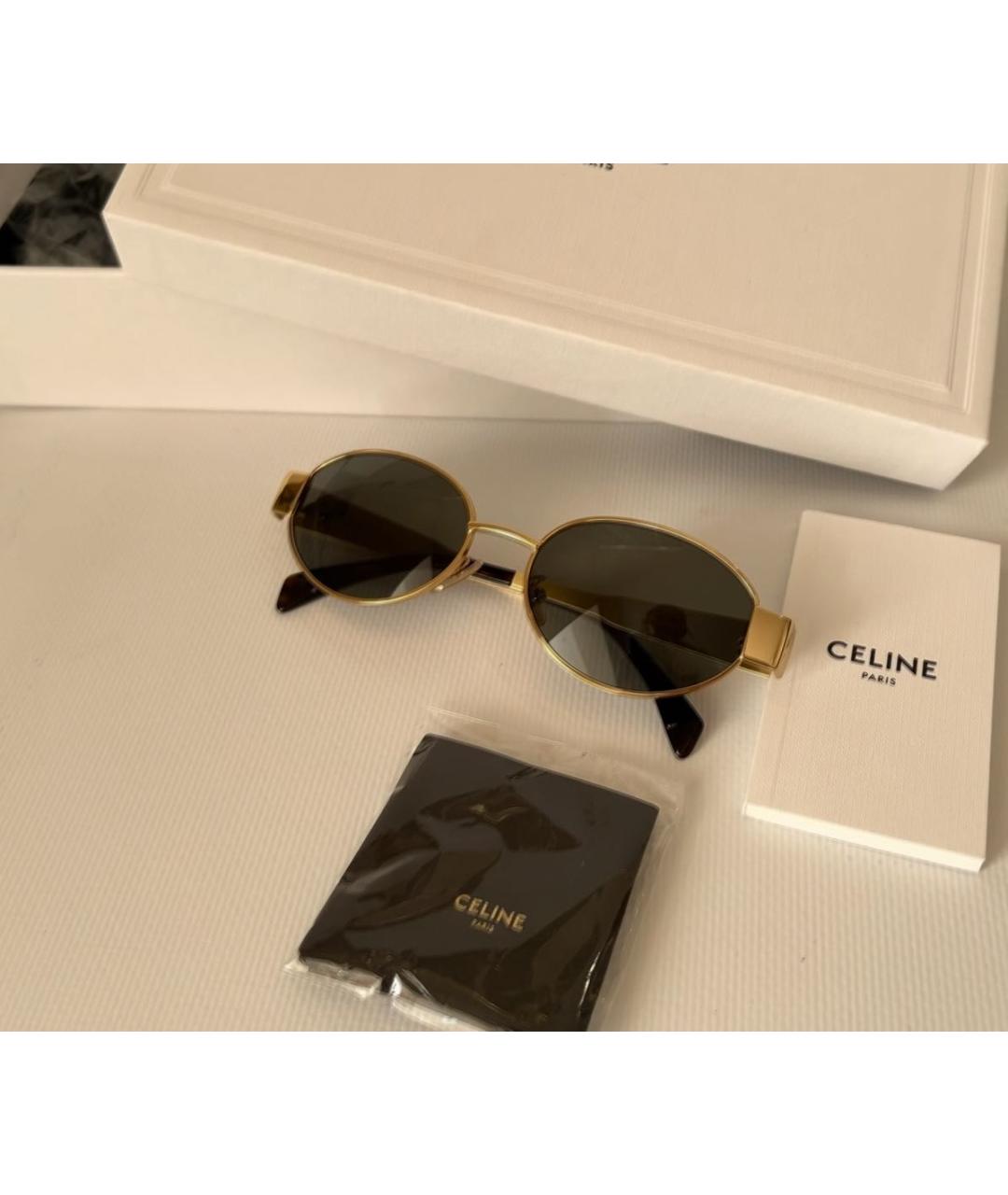 CELINE Золотые металлические солнцезащитные очки, фото 8