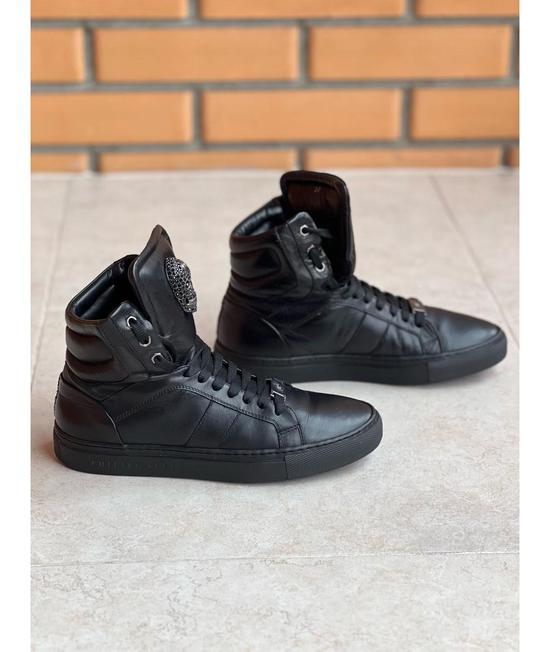 PHILIPP PLEIN Черные кожаные кеды, фото 8