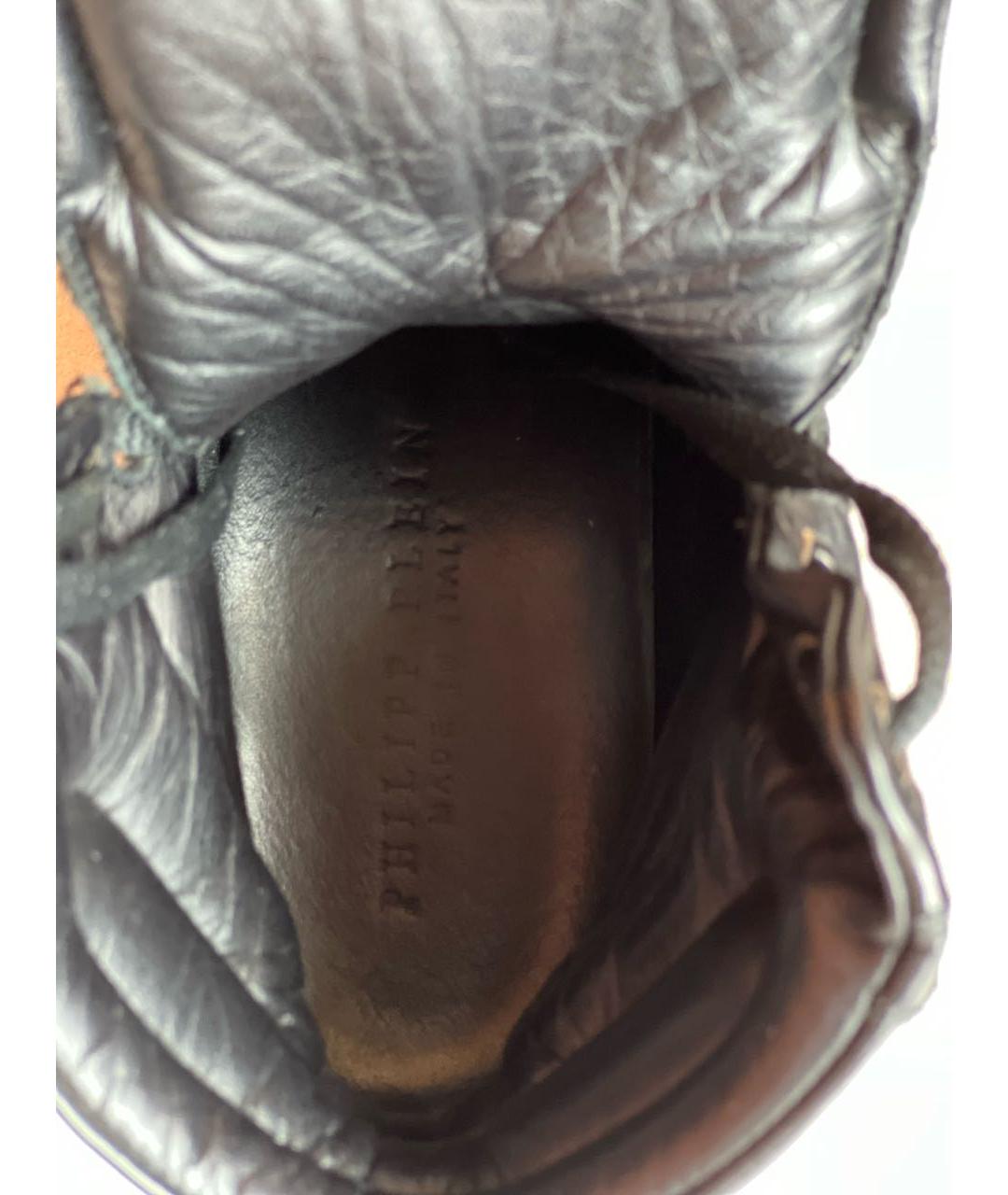 PHILIPP PLEIN Черные кожаные кеды, фото 5