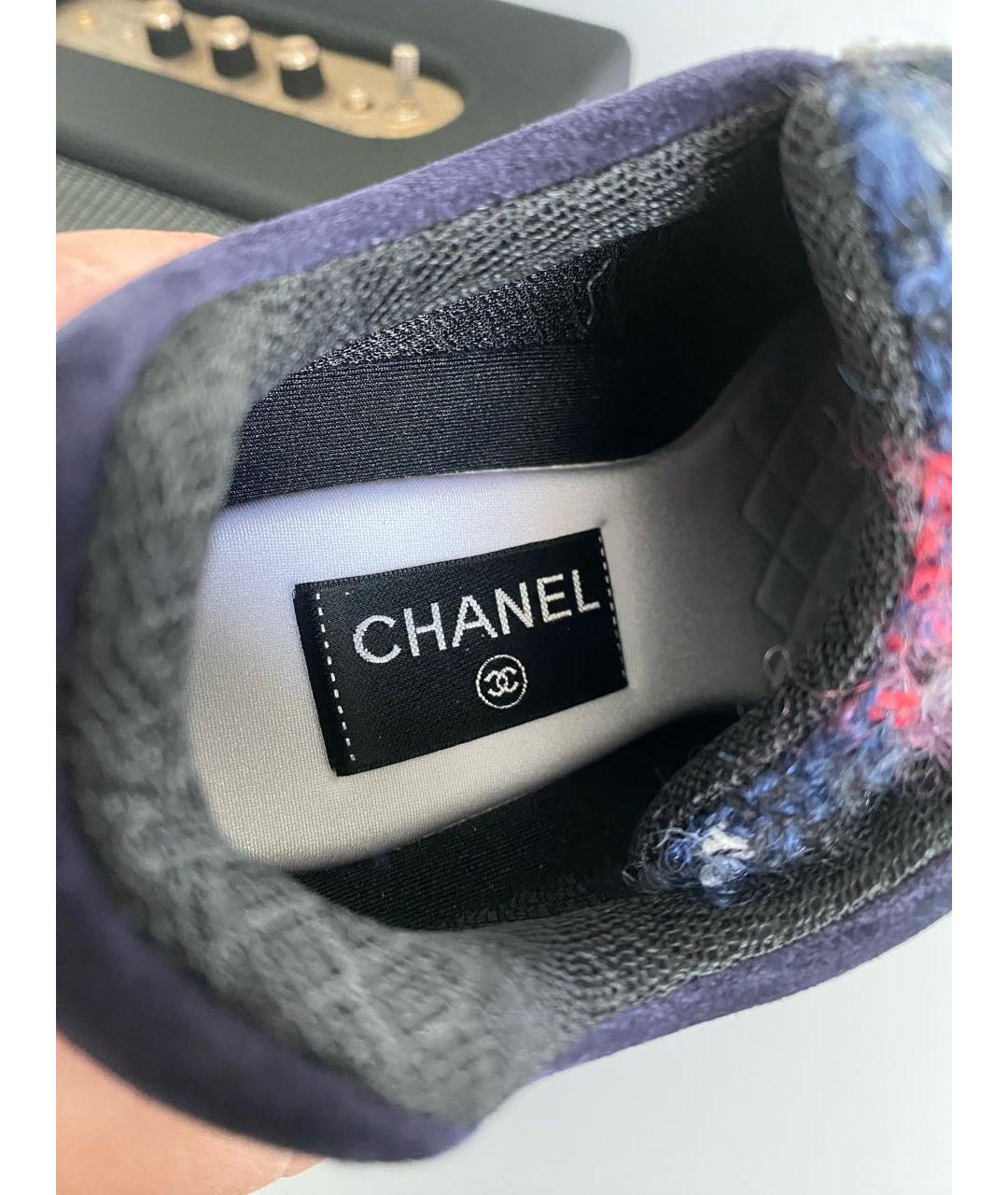 CHANEL Темно-синие текстильные кроссовки, фото 5