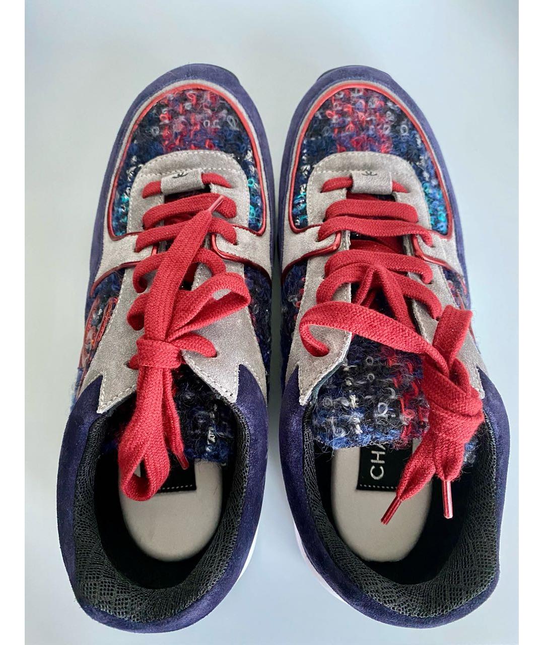 CHANEL Темно-синие текстильные кроссовки, фото 3