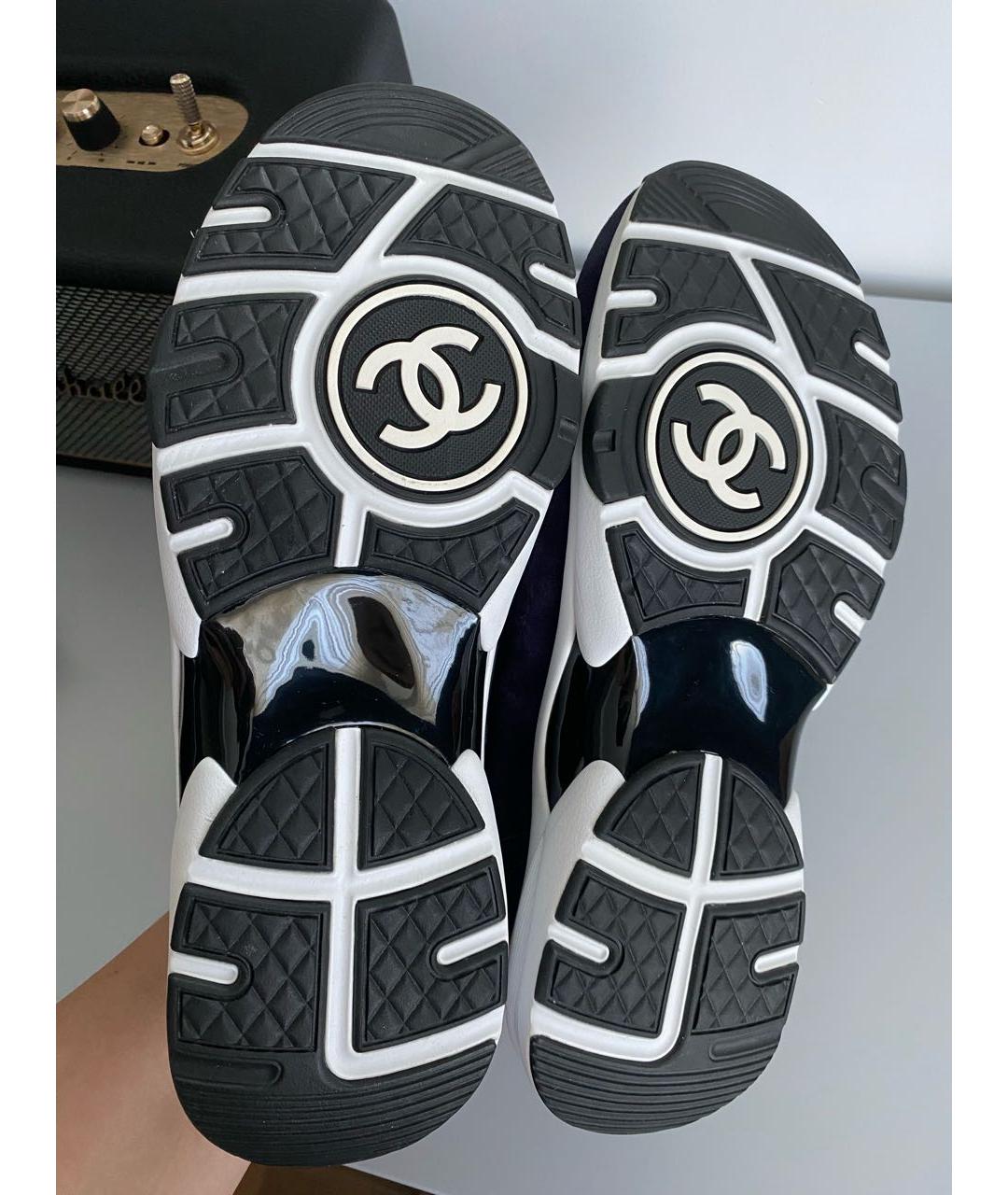 CHANEL Темно-синие текстильные кроссовки, фото 4