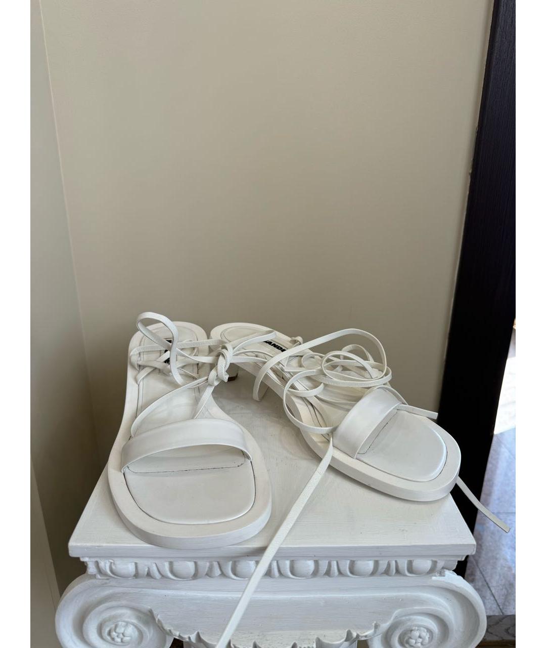 JIL SANDER Белые кожаные босоножки, фото 5