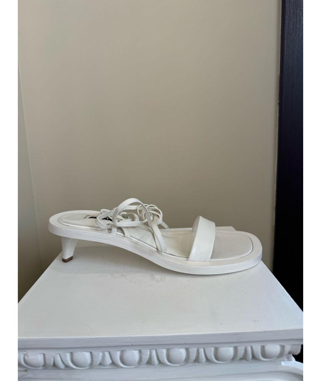 JIL SANDER Белые кожаные босоножки, фото 6