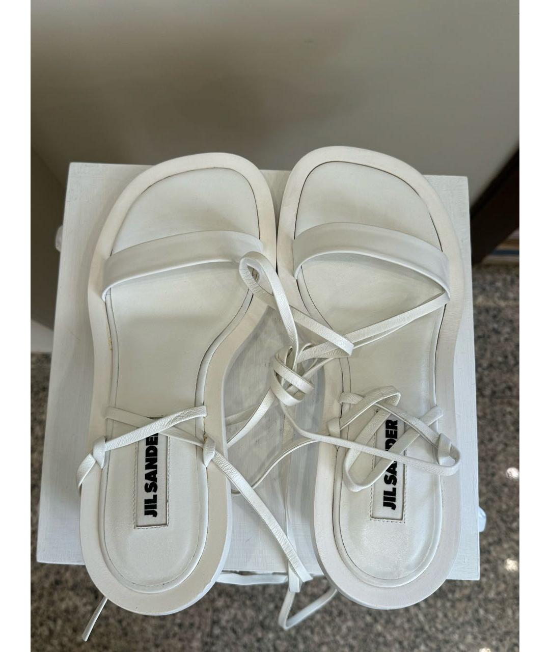JIL SANDER Белые кожаные босоножки, фото 3