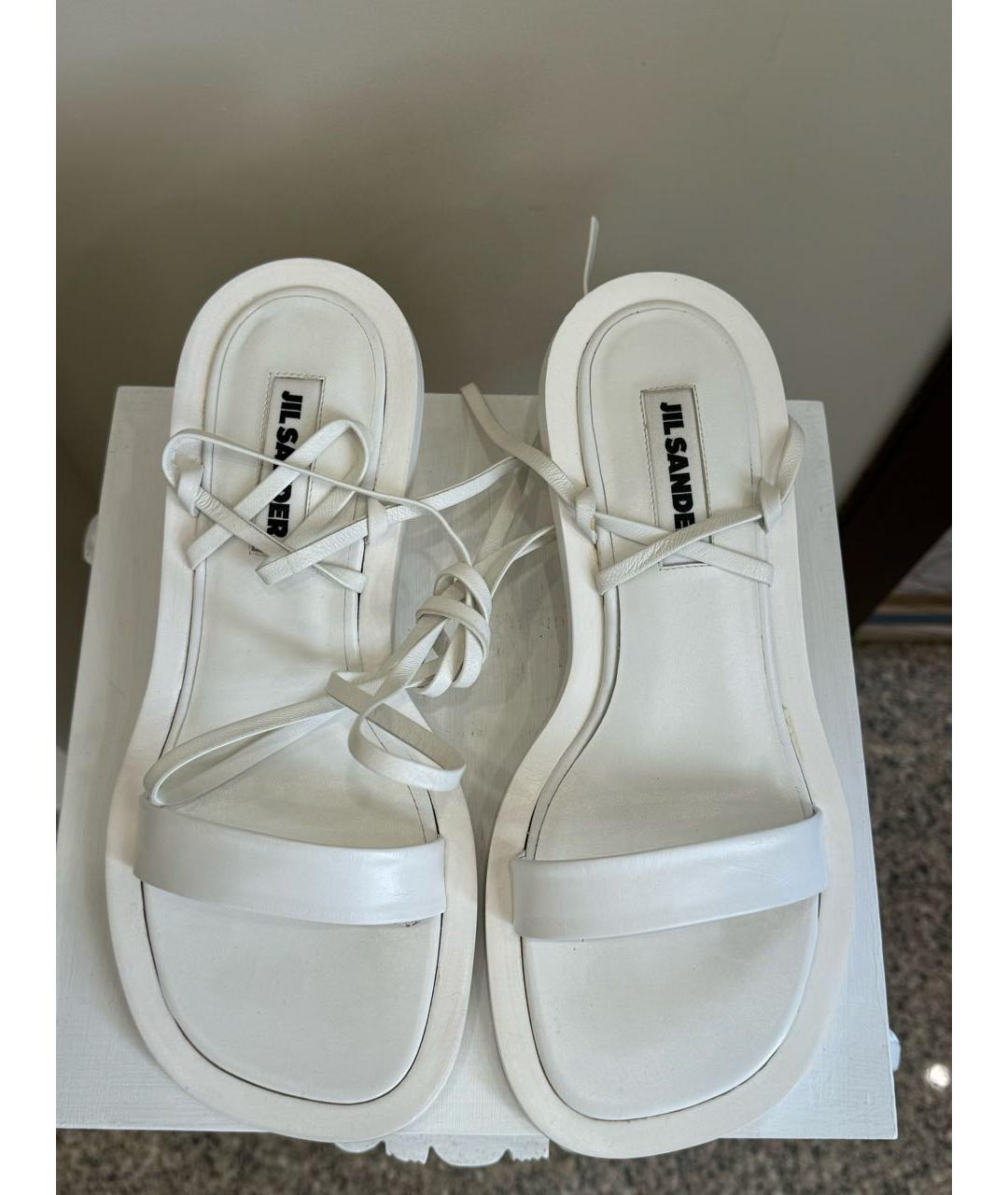 JIL SANDER Белые кожаные босоножки, фото 2