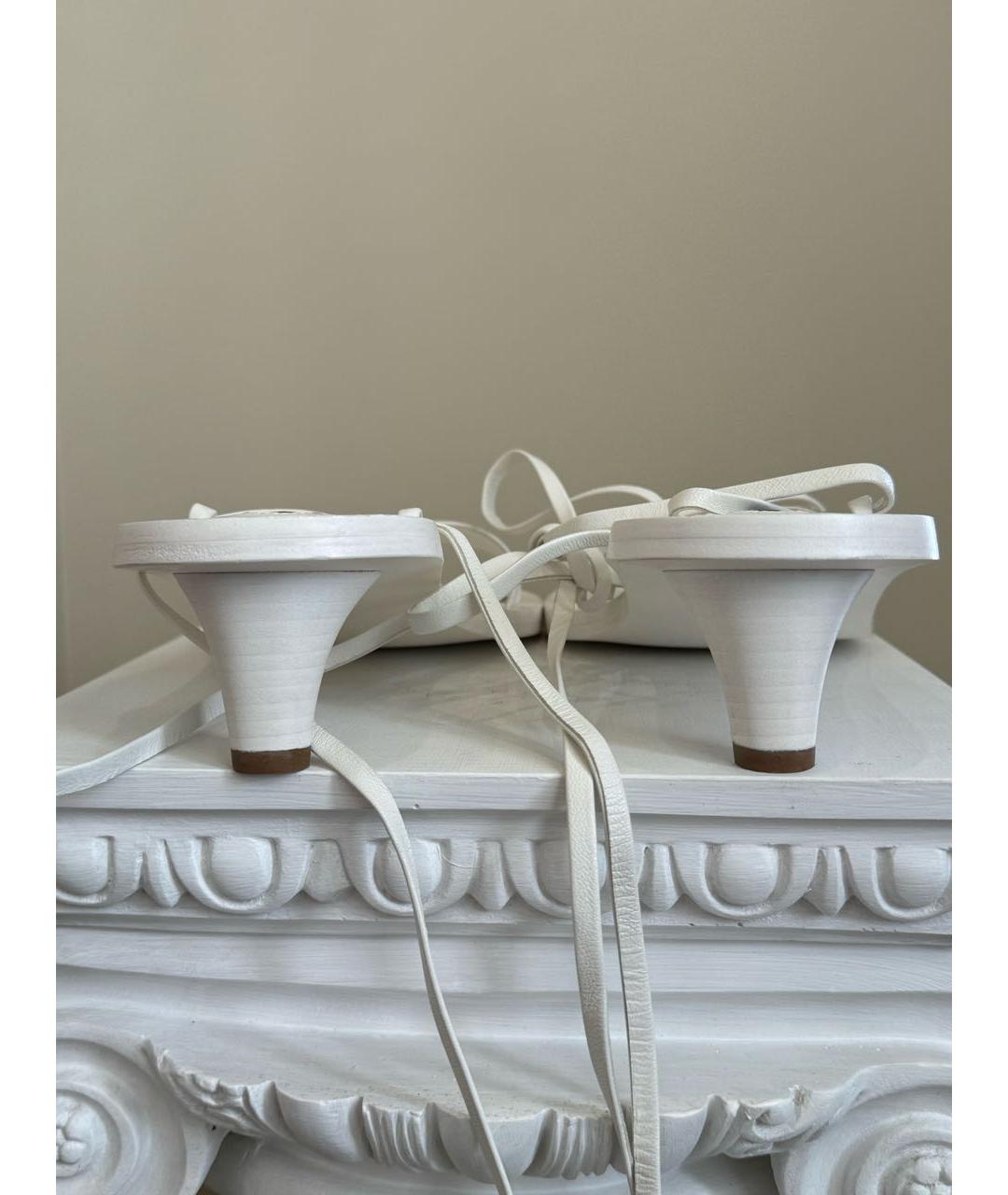 JIL SANDER Белые кожаные босоножки, фото 4