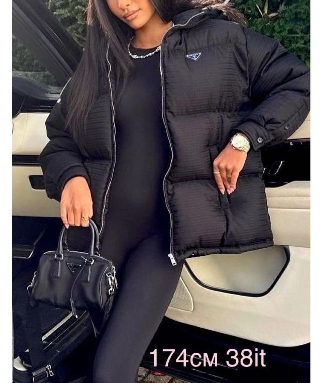 PRADA Черный полиуретановый пуховик, фото 5