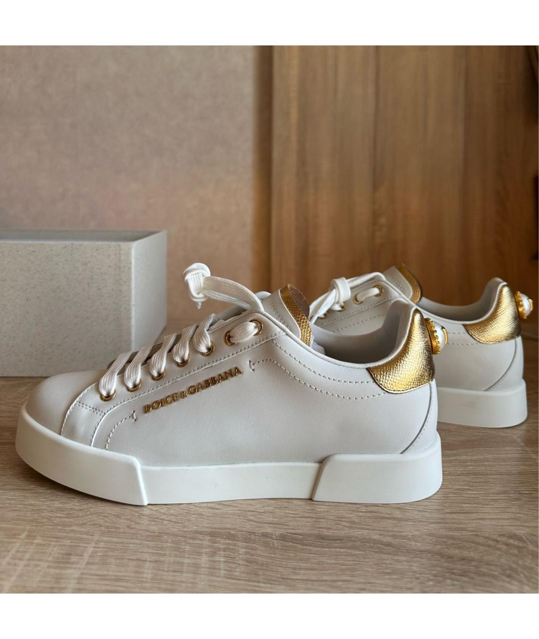 DOLCE&GABBANA Белые кожаные кеды, фото 8