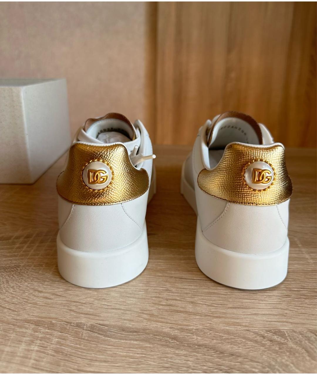 DOLCE&GABBANA Белые кожаные кеды, фото 4