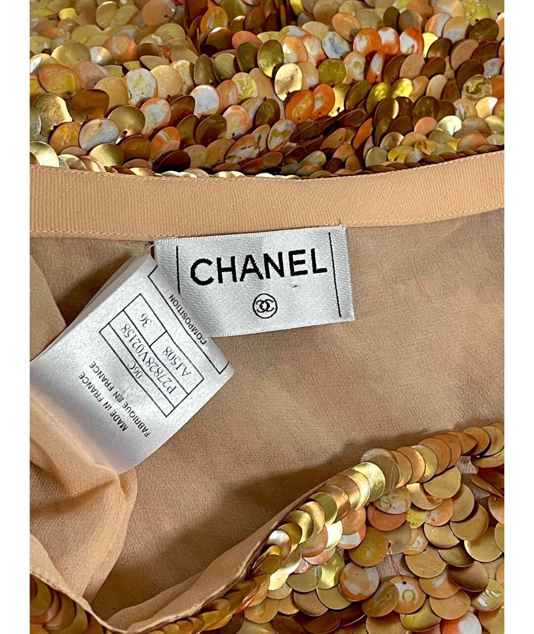 CHANEL PRE-OWNED Золотая шелковая юбка мини, фото 3
