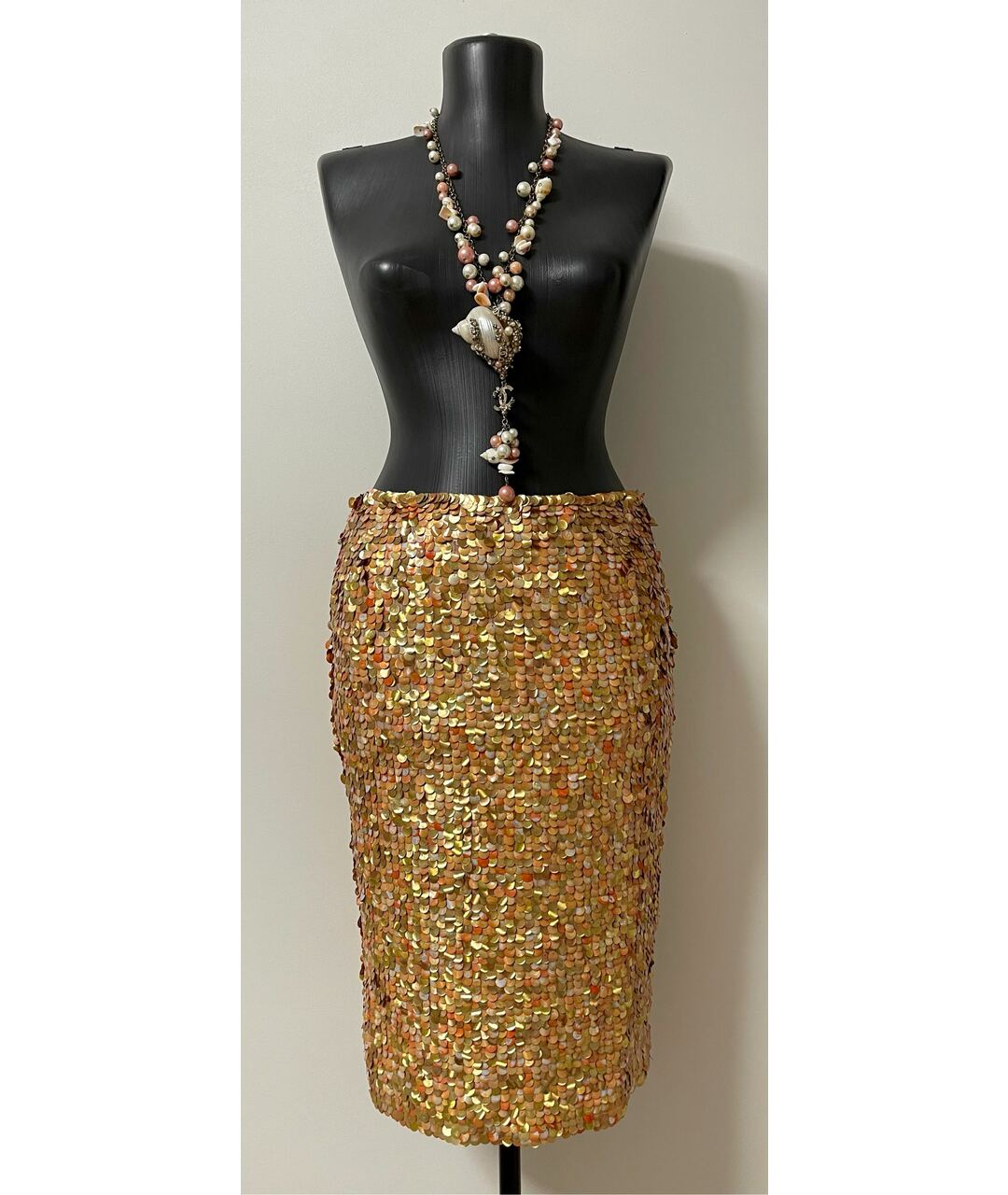 CHANEL PRE-OWNED Золотая шелковая юбка мини, фото 2