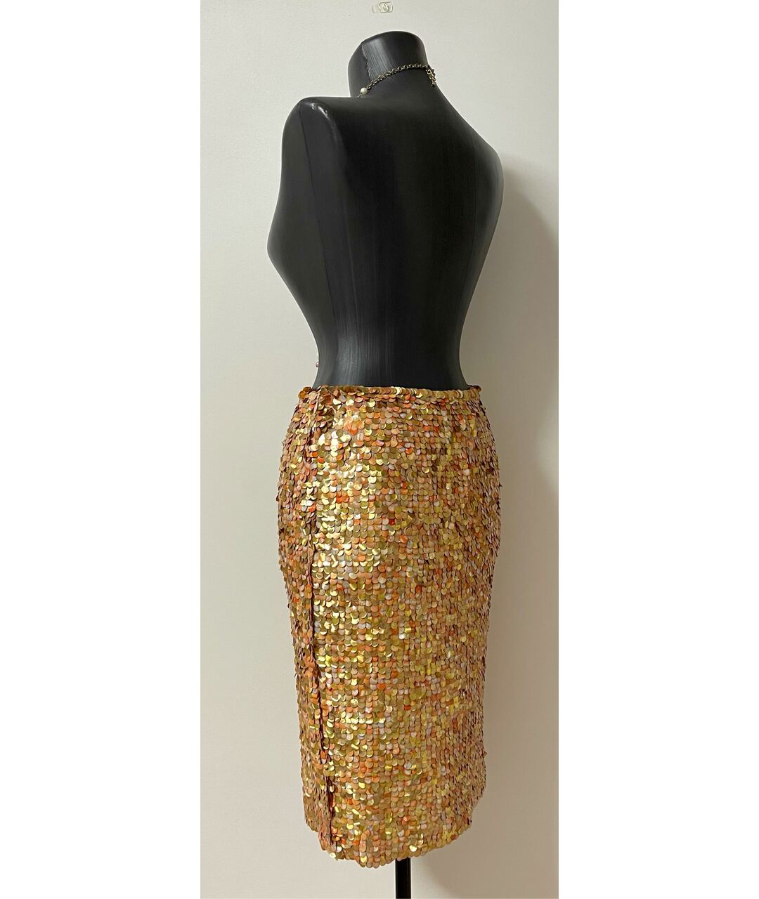 CHANEL PRE-OWNED Золотая шелковая юбка мини, фото 6