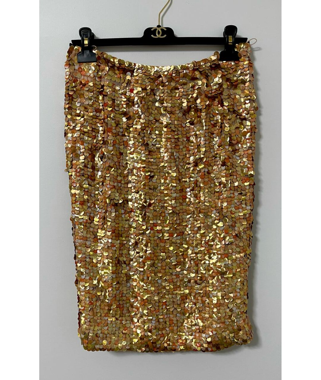 CHANEL PRE-OWNED Золотая шелковая юбка мини, фото 5