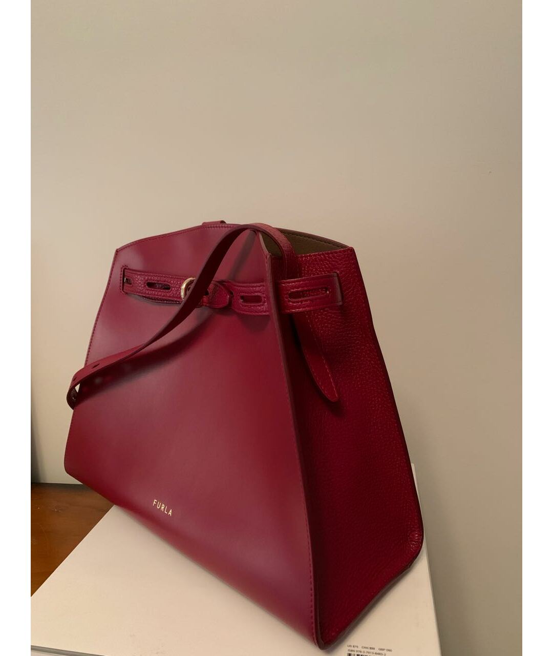 FURLA Бордовая кожаная дорожная/спортивная сумка, фото 6