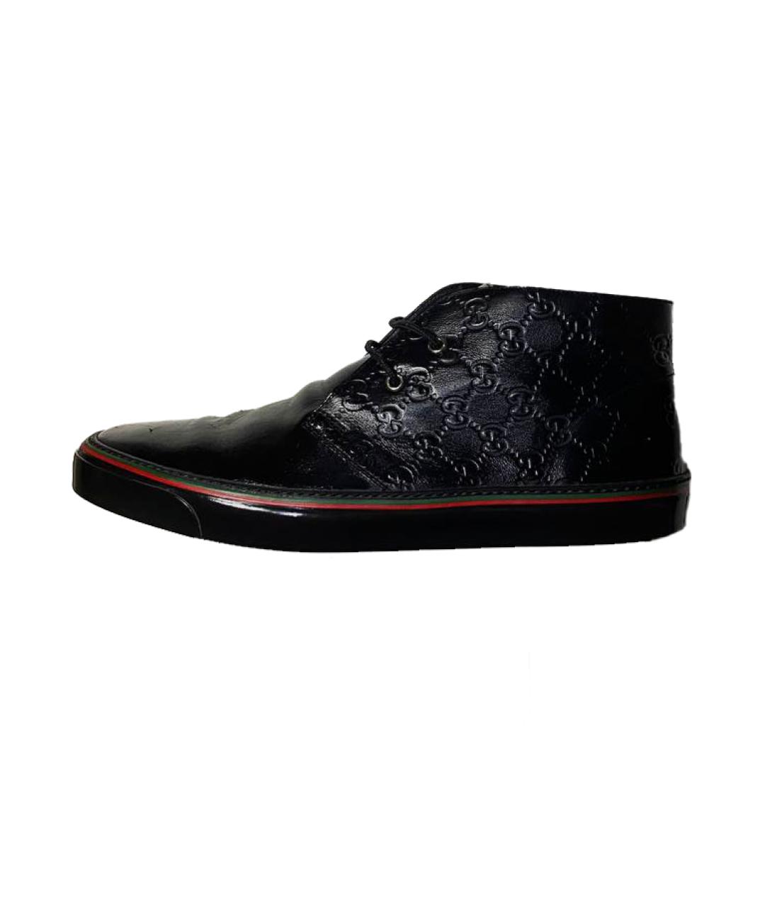 GUCCI Черные кожаные высокие кроссовки / кеды, фото 10
