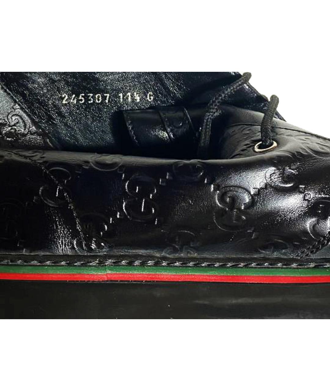 GUCCI Черные кожаные высокие кроссовки / кеды, фото 2