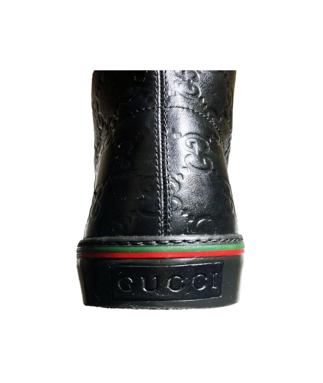 GUCCI Черные кожаные высокие кроссовки / кеды, фото 9