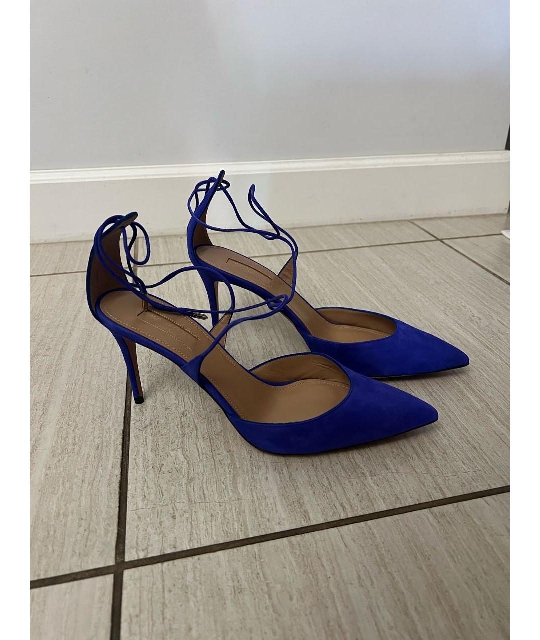 AQUAZZURA Синие кожаные туфли, фото 8