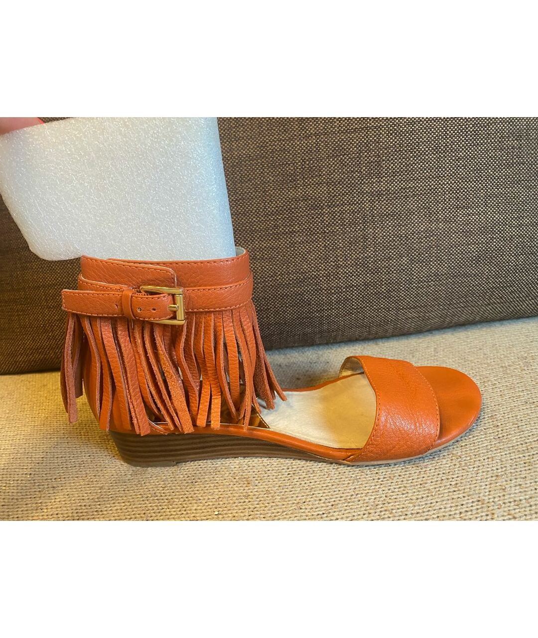 MICHAEL KORS Оранжевое кожаные сандалии, фото 8