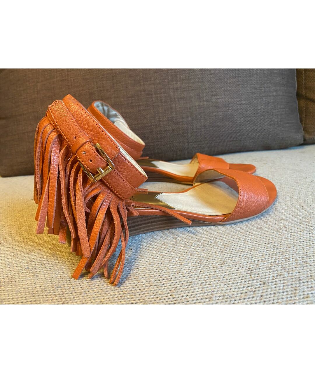 MICHAEL KORS Оранжевое кожаные сандалии, фото 3
