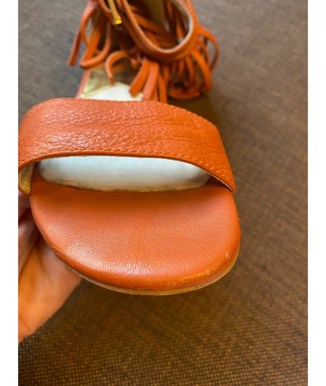 MICHAEL KORS Оранжевое кожаные сандалии, фото 7