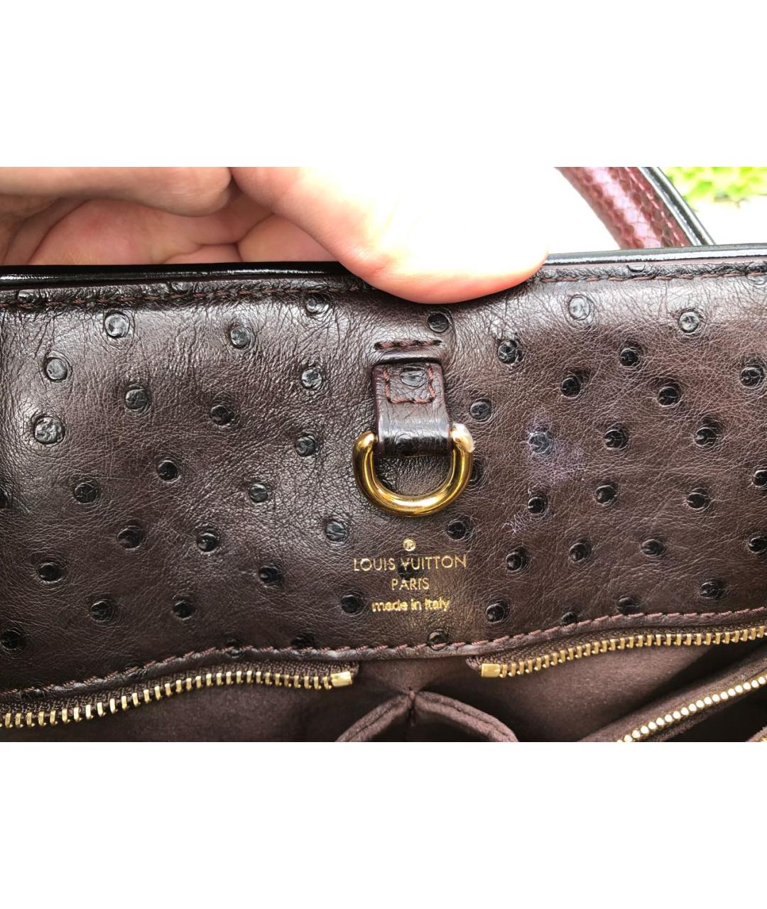 LOUIS VUITTON Коричневая кожаная сумка тоут, фото 8