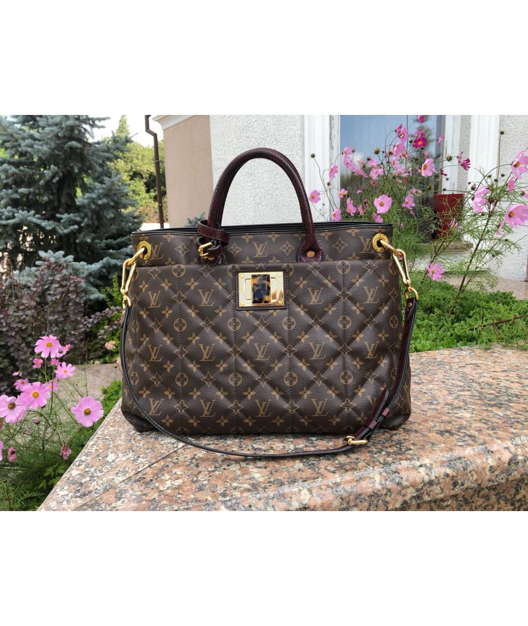 LOUIS VUITTON Коричневая кожаная сумка тоут, фото 9
