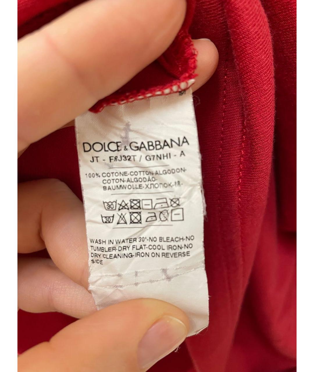 DOLCE&GABBANA Красная хлопковая футболка, фото 5