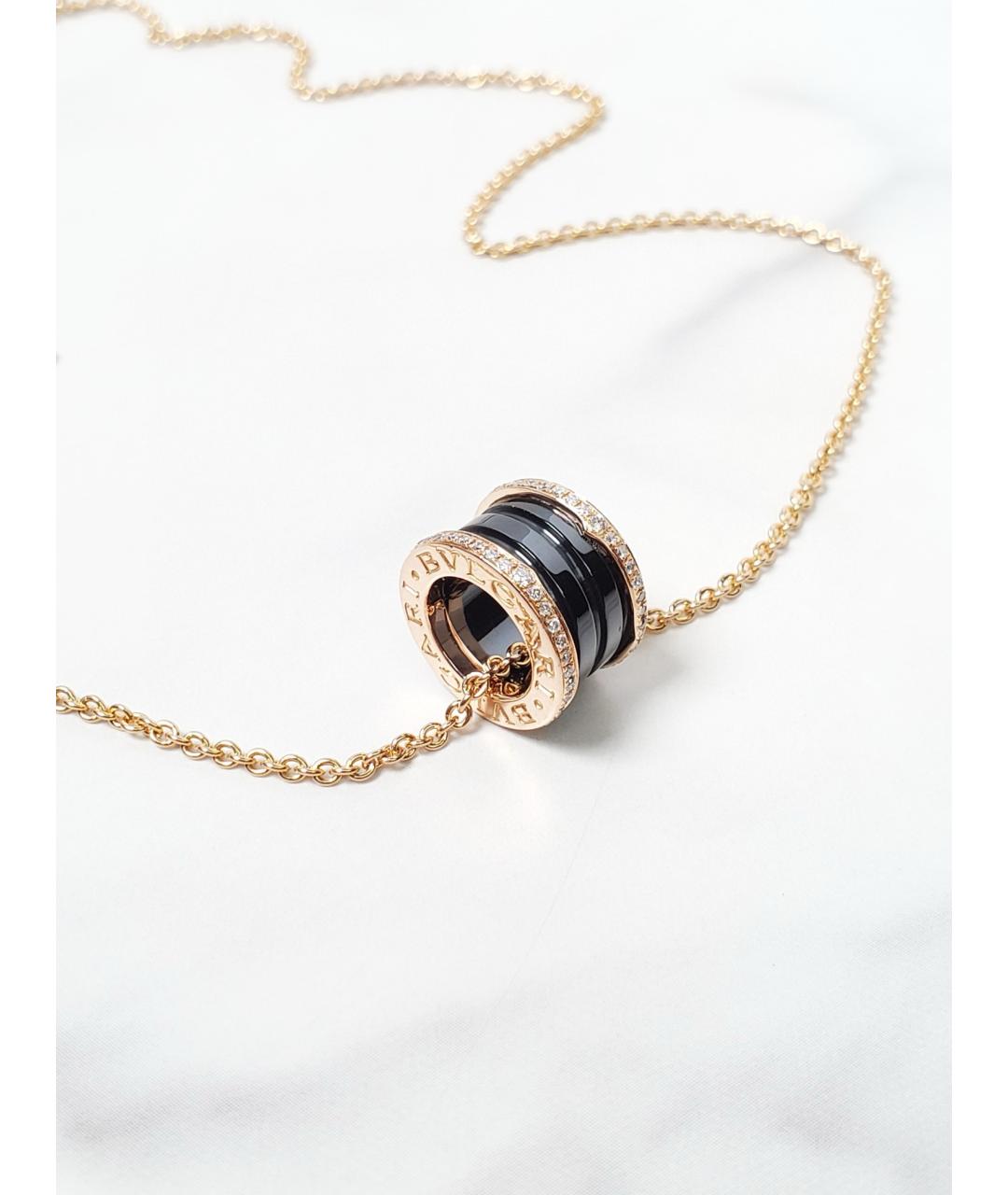 BVLGARI Черная подвеска из розового золота, фото 3