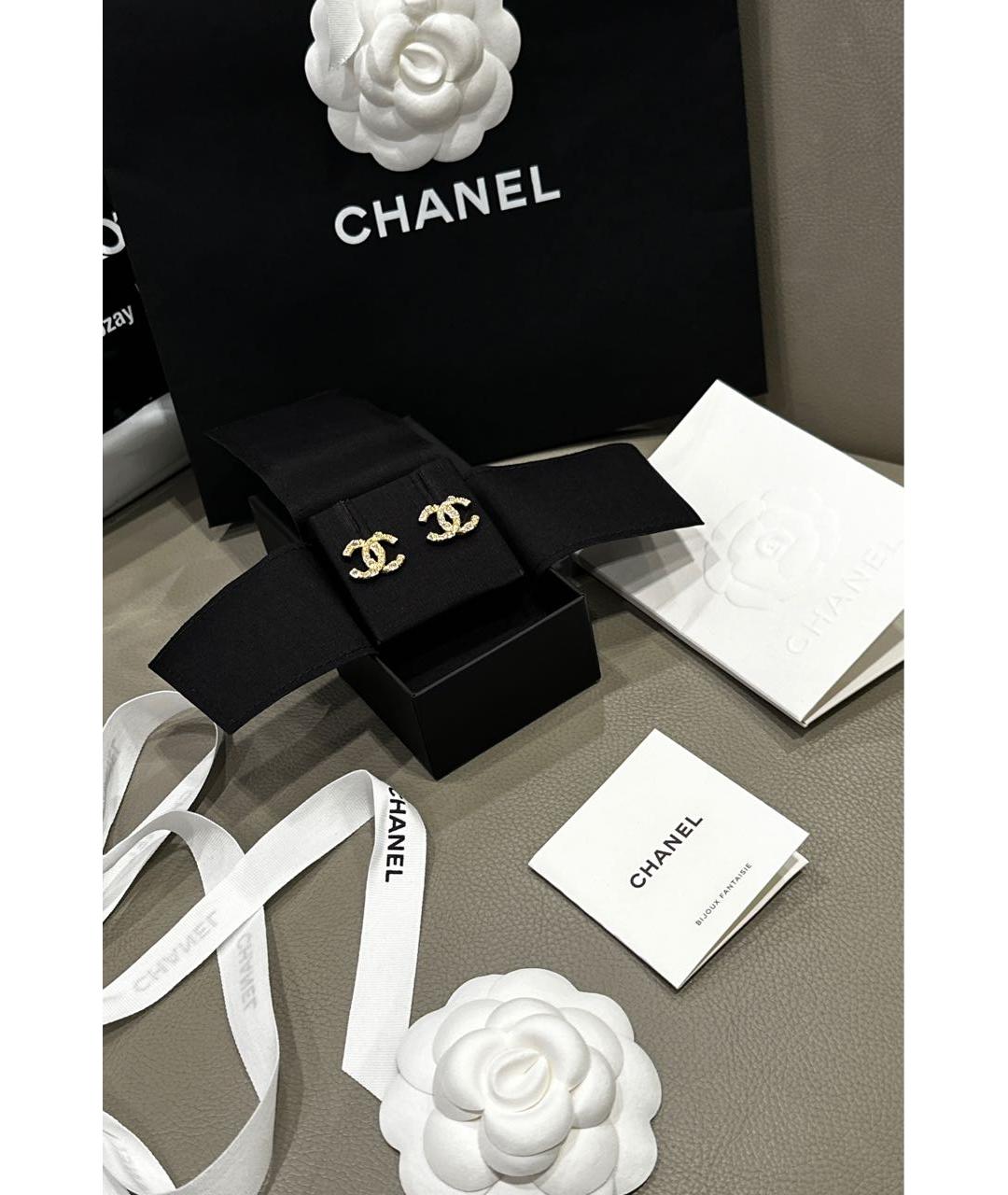 CHANEL Золотые латунные серьги, фото 4