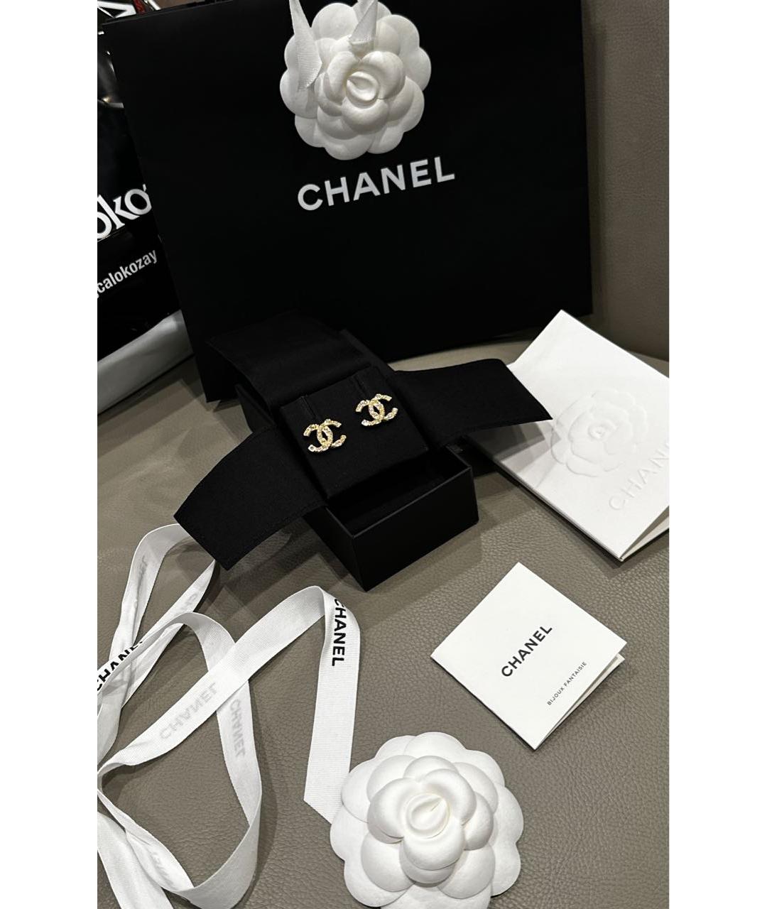 CHANEL Золотые латунные серьги, фото 2