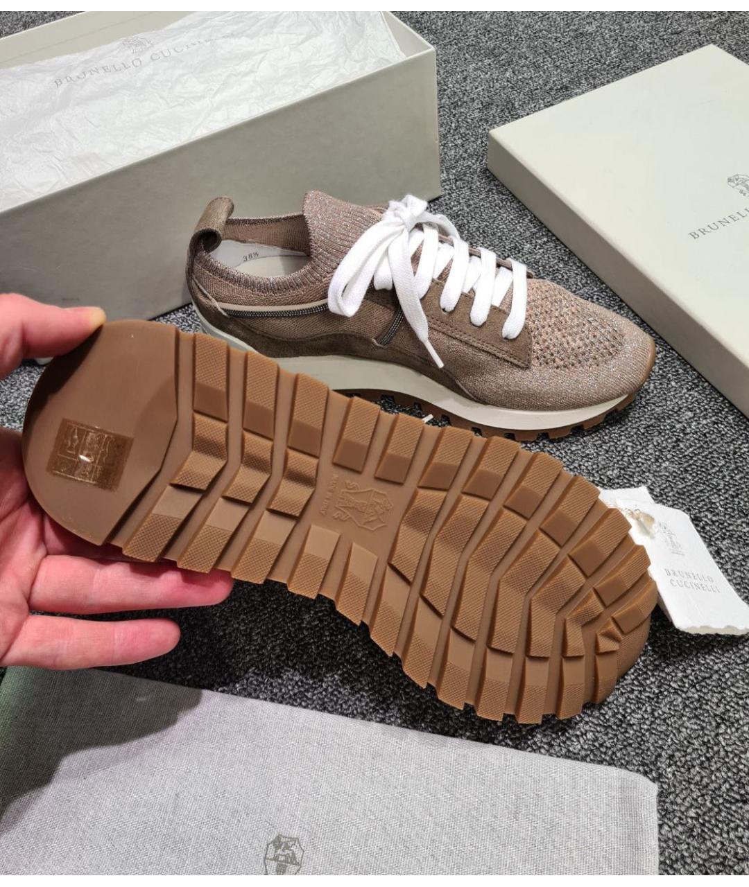 BRUNELLO CUCINELLI Коричневые текстильные кеды, фото 6