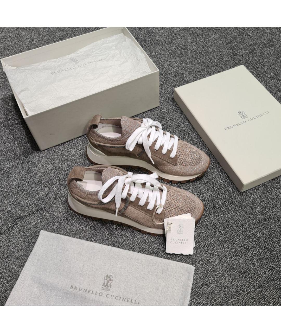 BRUNELLO CUCINELLI Коричневые текстильные кеды, фото 2