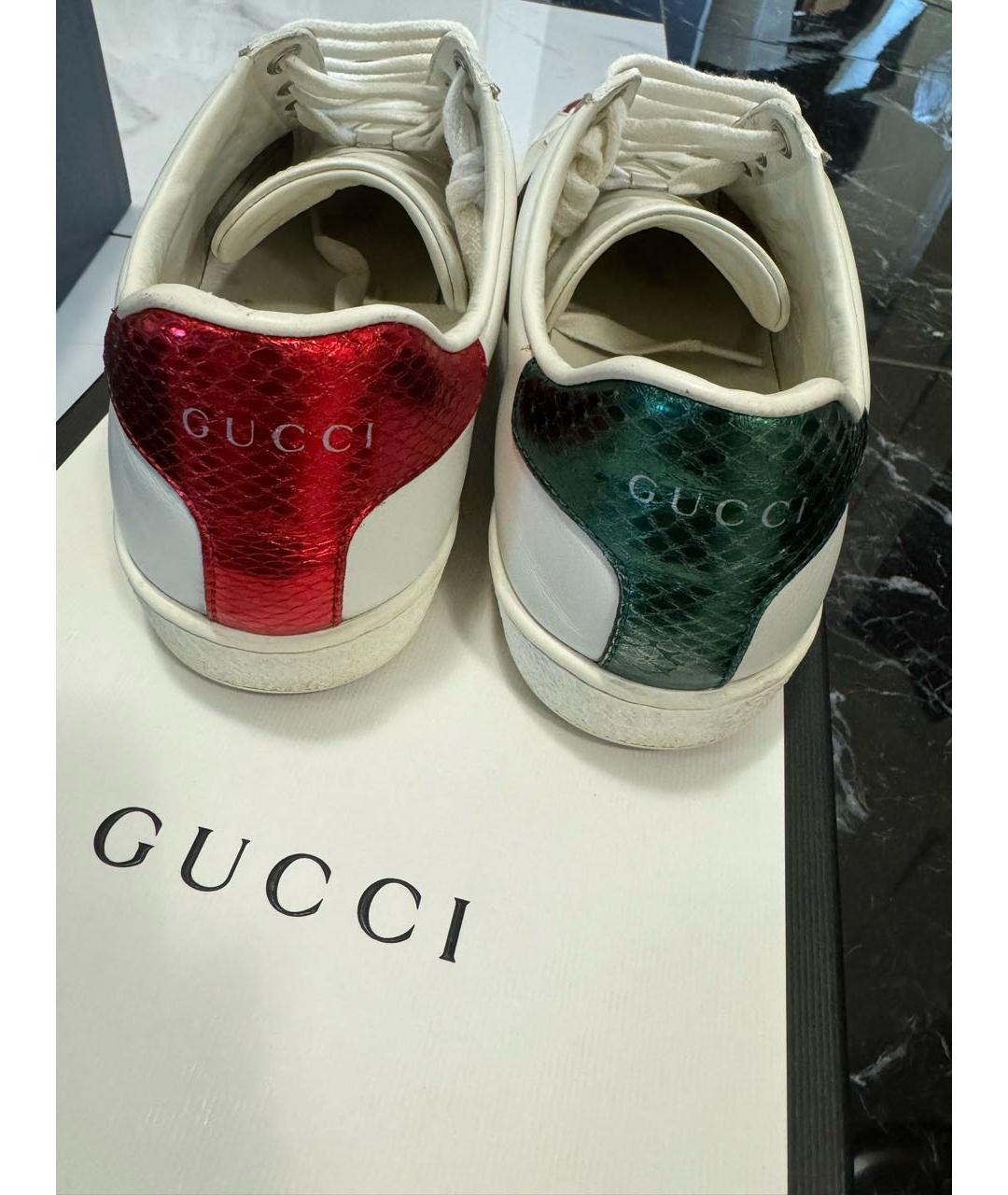 GUCCI Белые кожаные кеды, фото 3