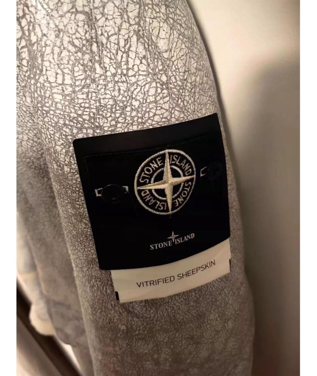 STONE ISLAND Бежевая кожаная дубленка/шуба, фото 4