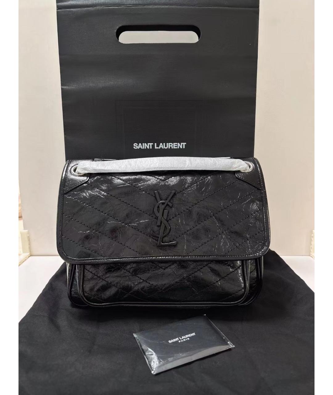 SAINT LAURENT Черная сумка через плечо из лакированной кожи, фото 8