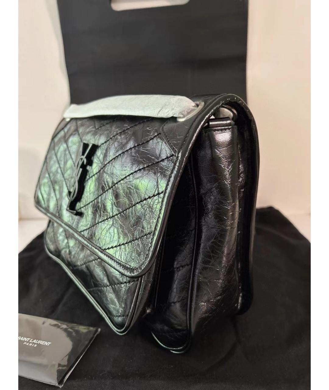 SAINT LAURENT Черная сумка через плечо из лакированной кожи, фото 5