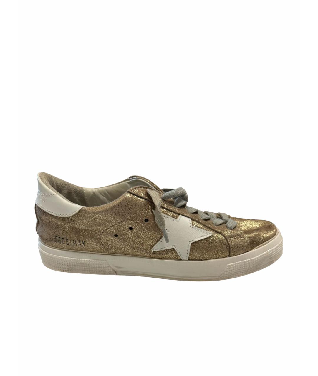 GOLDEN GOOSE DELUXE BRAND Золотые кожаные кеды, фото 1