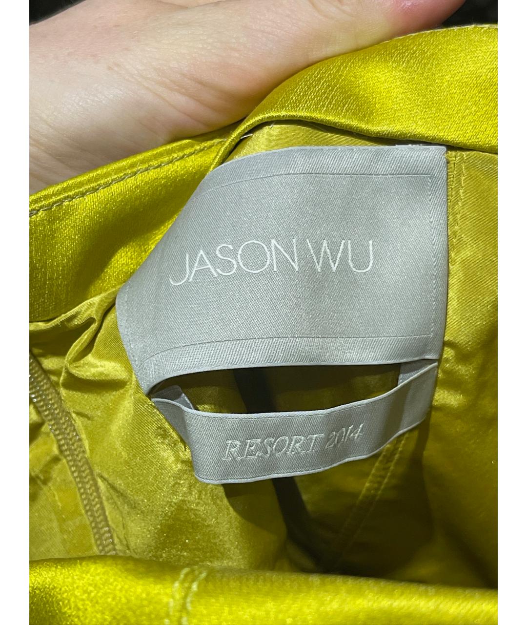 JASON WU COLLECTION Желтое атласное коктейльное платье, фото 5