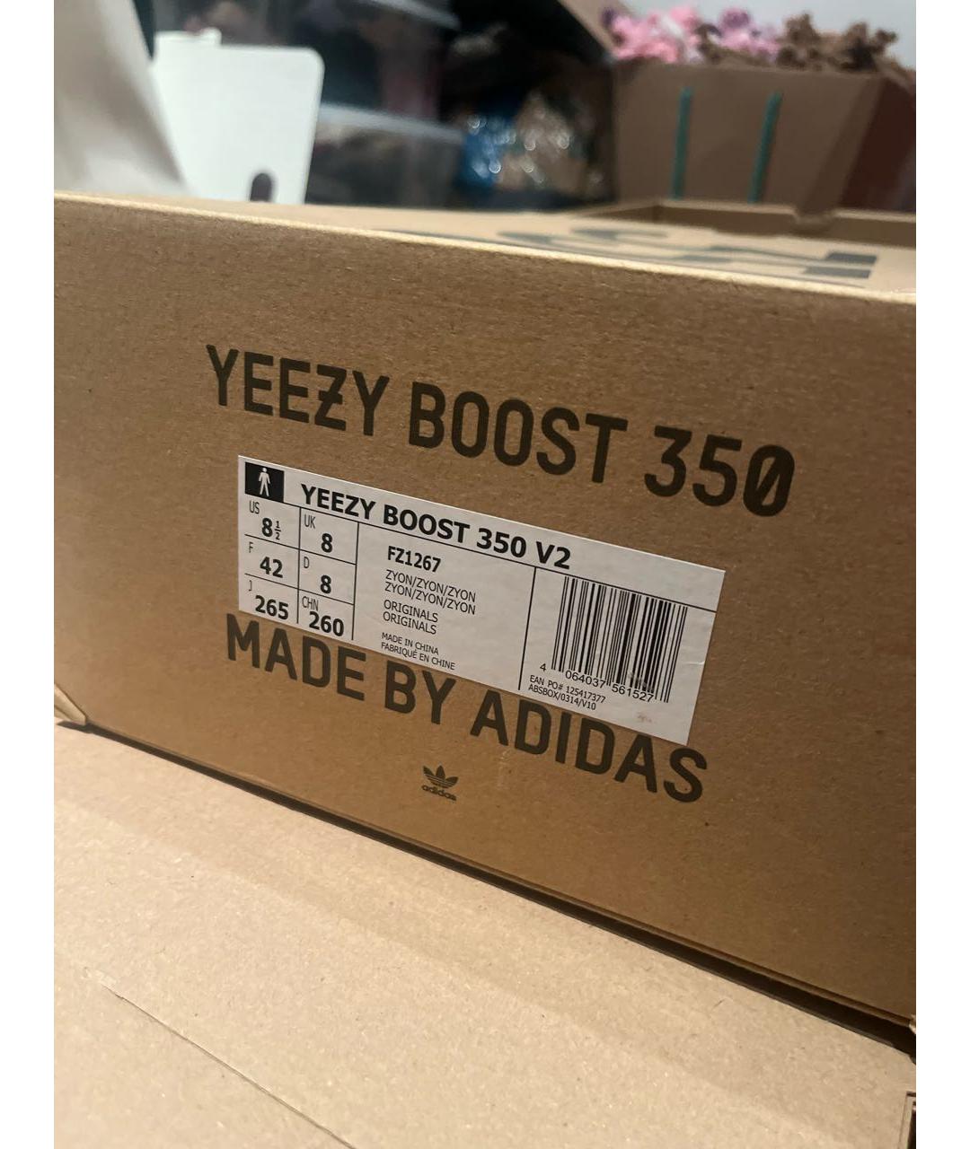 ADIDAS YEEZY Серые текстильные низкие кроссовки / кеды, фото 5