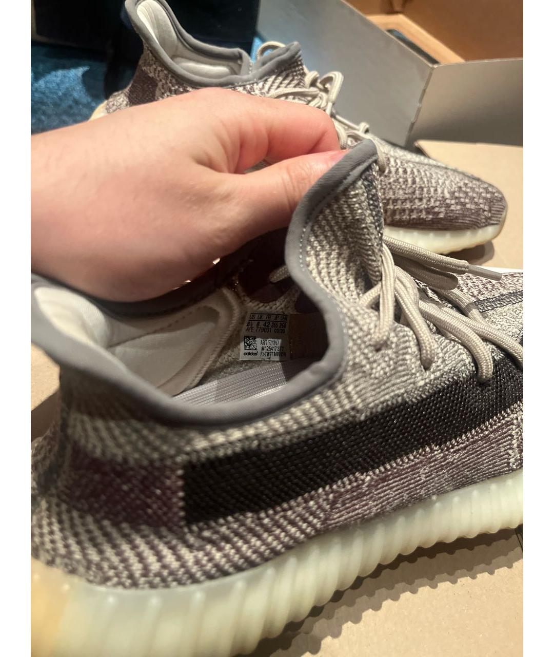 ADIDAS YEEZY Серые текстильные низкие кроссовки / кеды, фото 6