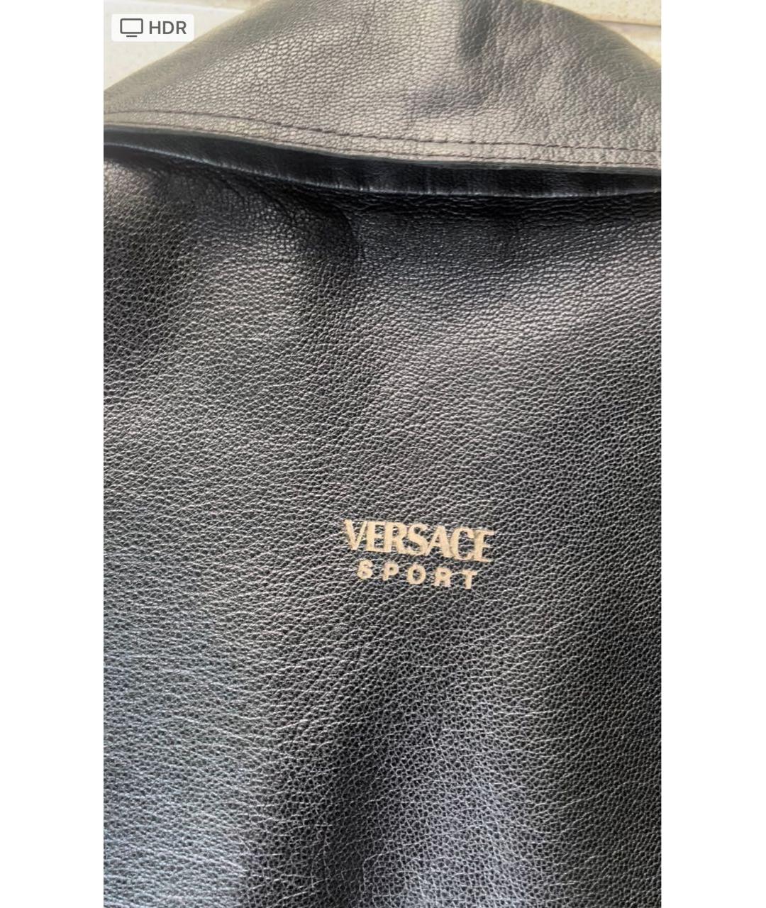 VERSACE Черная кожаная куртка, фото 5