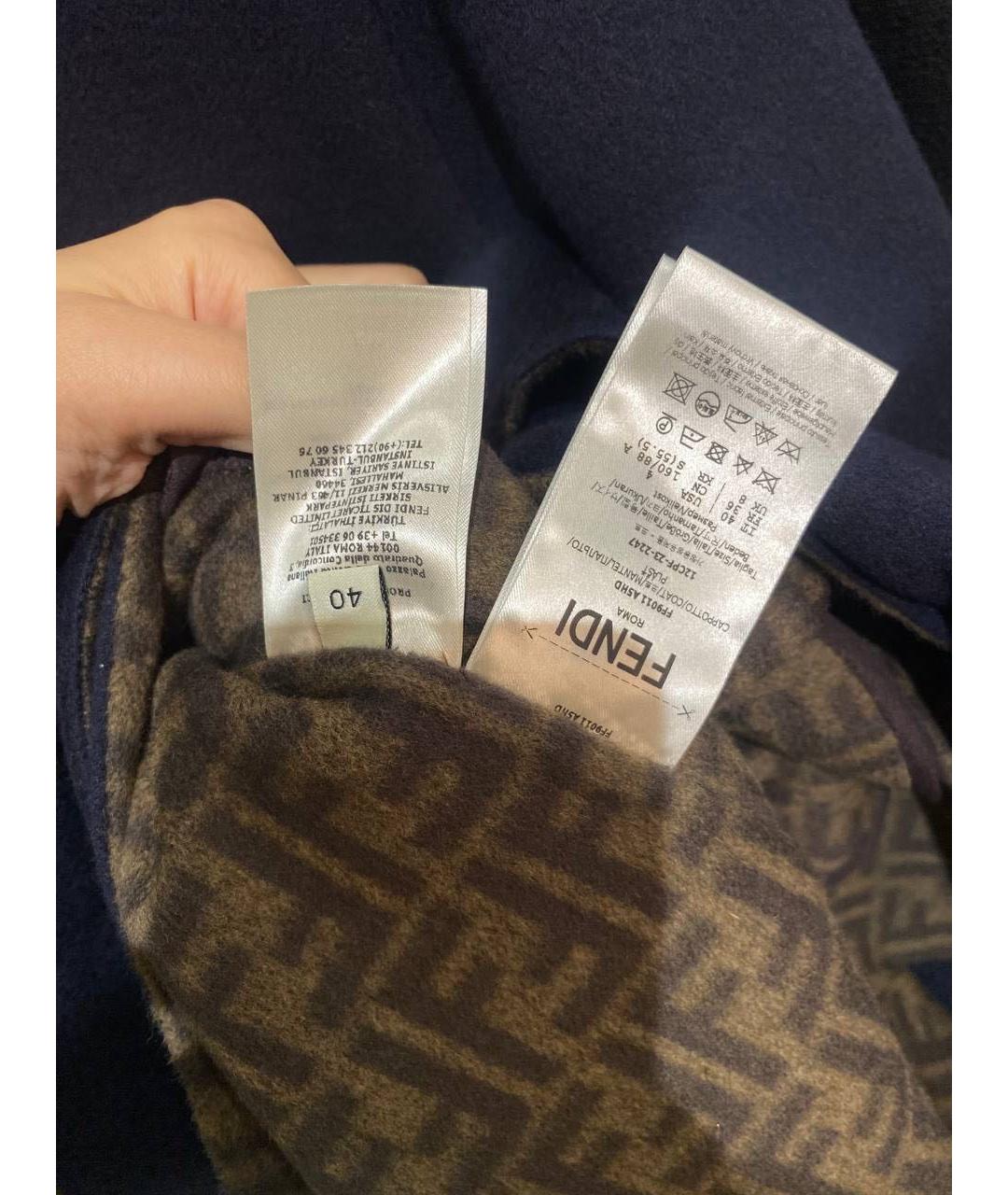 FENDI Темно-синее шерстяное пальто, фото 7