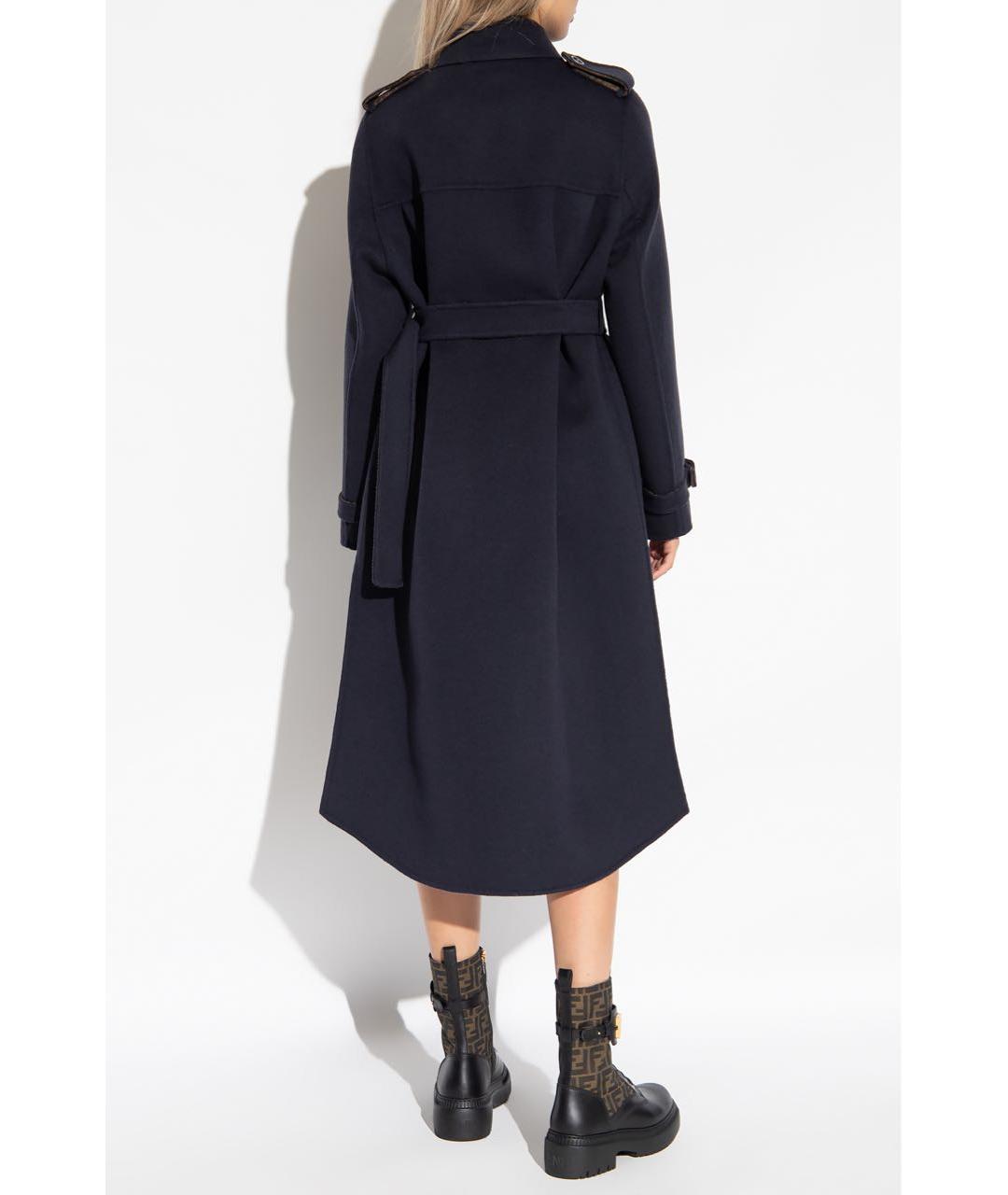 FENDI Темно-синее шерстяное пальто, фото 4