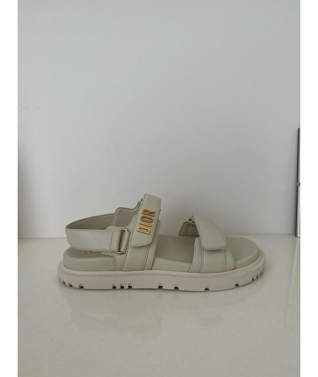 CHRISTIAN DIOR Белые кожаные сандалии, фото 4
