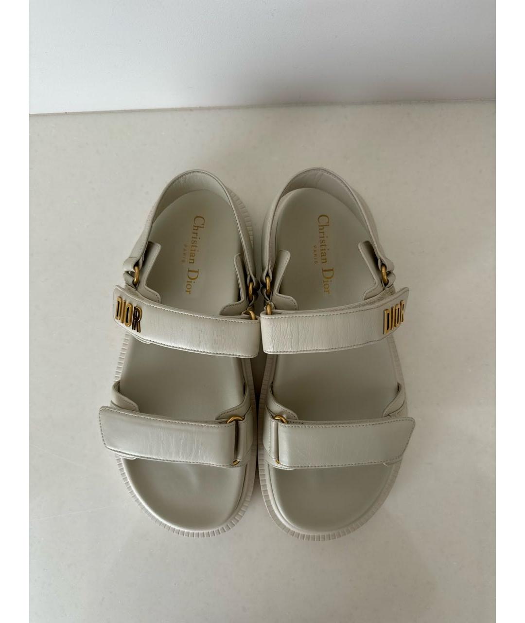 CHRISTIAN DIOR Белые кожаные сандалии, фото 2