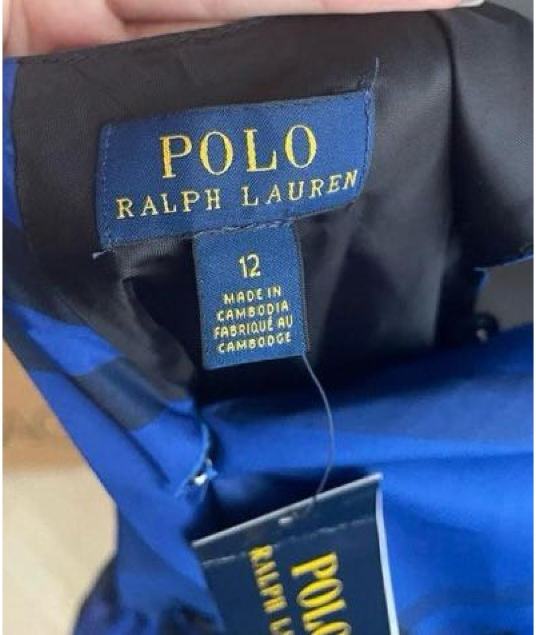 POLO RALPH LAUREN Темно-синее полиэстеровое повседневное платье, фото 3